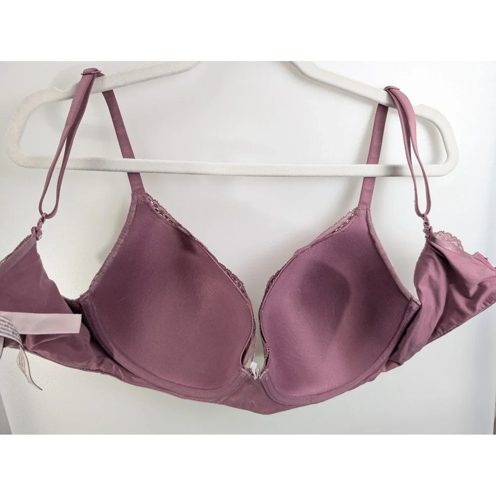 Victorias Secret Body by Victoria Lined Demi Bra 36DD Mauve Purple Floral Lace